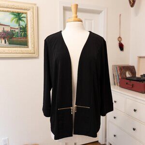 IVANKA TRUMP Black & Gold Soft Lightweight Open Jacket